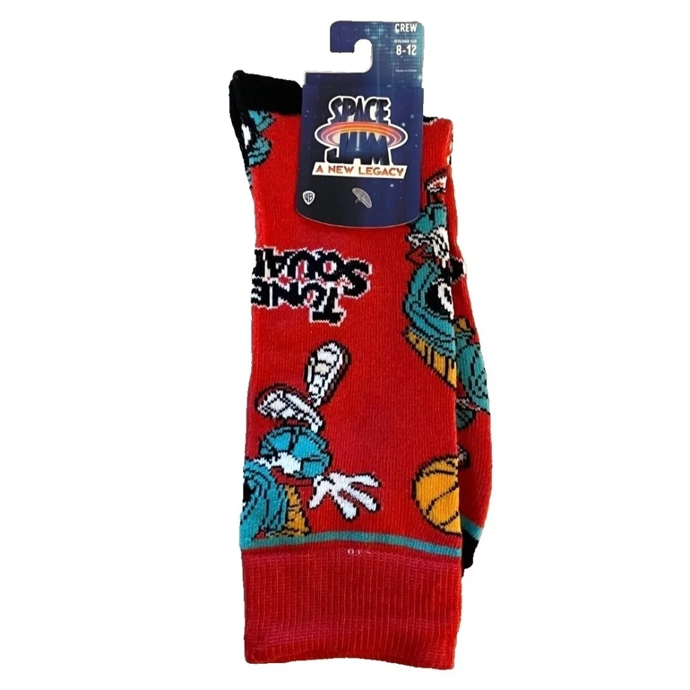 Bioworld Space‎ Jam Unisex Crew Socks; Red; Men's Size 8-12; NWT